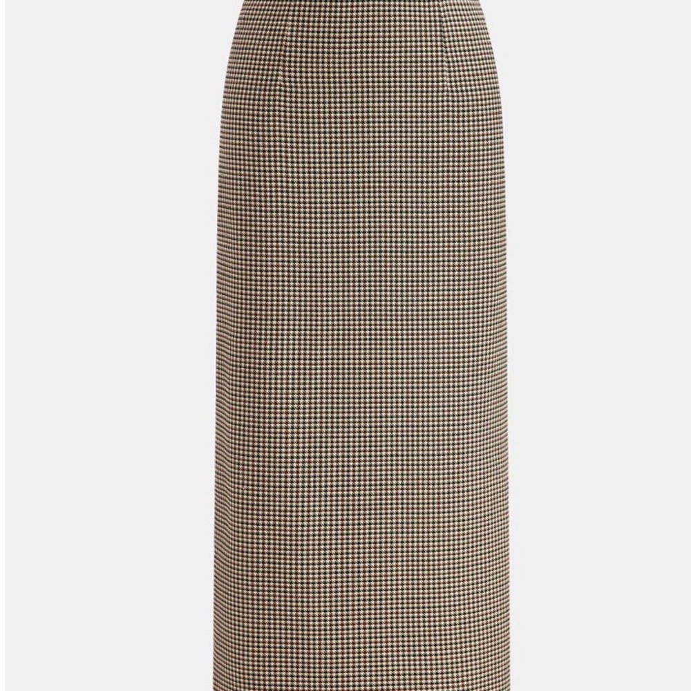 Classic Houndstooth Maxi Pencil Skirt in Brown and Black